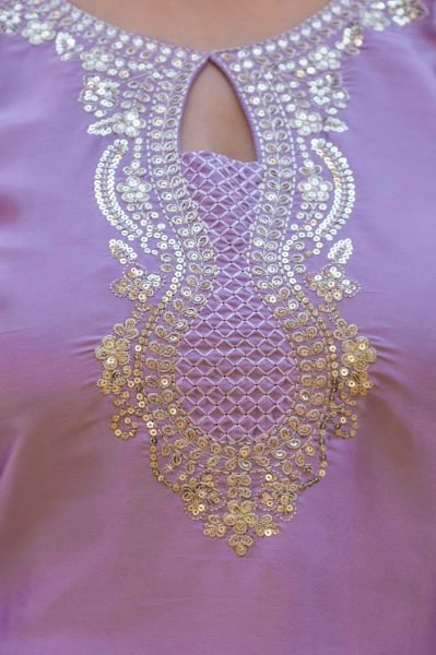 Comfortable Purple Satin Suit Set Whit DUpatta for Festive Occasions Embroidery Kurtis 