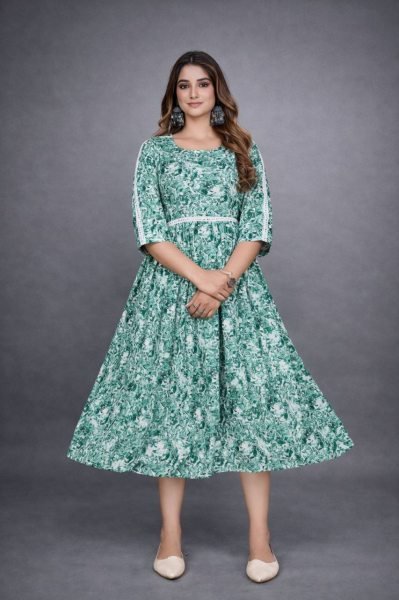 Comfortable Sky Blue Crepe Kurti for Women Everyday Fashion Printed Kurtis