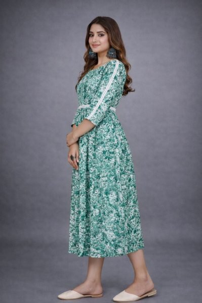 Comfortable Sky Blue Crepe Kurti for Women Everyday Fashion Printed Kurtis