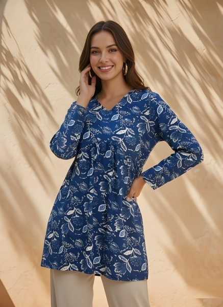 Compact Black Fashionable Casual Cotton Kurti for Office Wear Tunics kurti