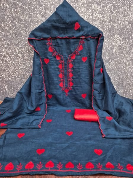 Compact Blue Parampara Silk Kurti with Multi Neck and Daman Embroidery Work Color Set Matching Dress Material Wholesale