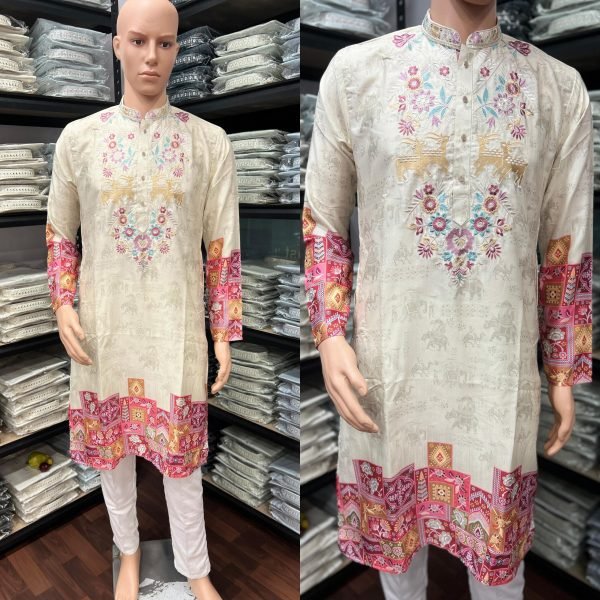 Compact Cream Festive Wear Heavy Khadi Cotton Kurta Pyjama for Men Kurta Pajama Wholesale