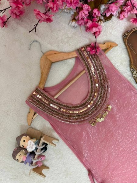 Compact Crush Blush Pink Women's Co-Ord Style Kurti Set At Factory Discount Price Ready To Wear Collection