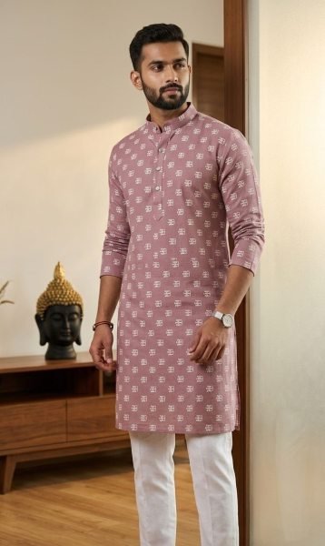 Compact Dusty Rose Pink Cotton Kurta Collection for Festive and Wedding Functions Kurta Pajama Wholesale
