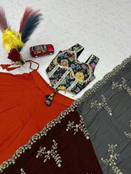Compact Red Pure Cotton Navratri Lehenga Choli with Real Mirror Work at Wholesale Rate Navratri Lehnega Choli
