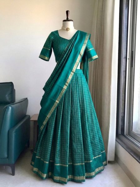 Compact Teal Green New Arrival Lehenga Choli with Georgette Fabric for Women Half Saree Lehenga
