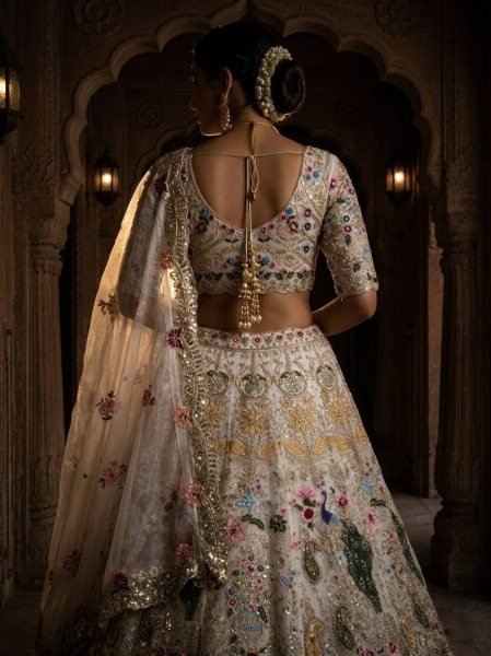 Compact White Semi Stitched Organza Lehenga with Heavy Cut Work at Manufacturer Price Bridal Lehenga Choli