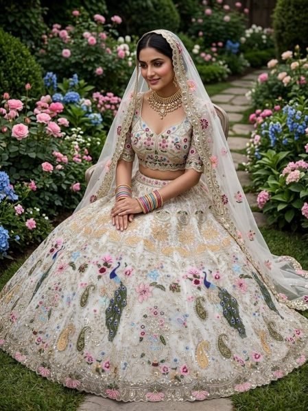 Compact White Semi Stitched Organza Lehenga with Heavy Cut Work at Manufacturer Price Bridal Lehenga Choli