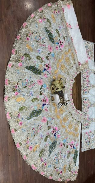 Compact White Semi Stitched Organza Lehenga with Heavy Cut Work at Manufacturer Price Bridal Lehenga Choli