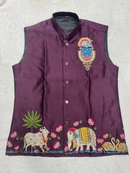 Compact Wine Boutique Style Malai Satin Koti Kurta Set with Premium Designer Finish Kurta Pajama Wholesale