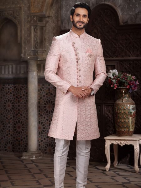 Contemporary Pink Ethnic Indo Western Outfit With Pajama for Party Wear 