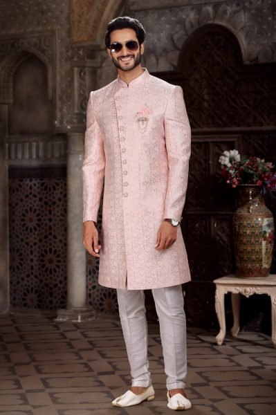 Contemporary Pink Ethnic Indo Western Outfit With Pajama for Party Wear Kurta Pajama Wholesale