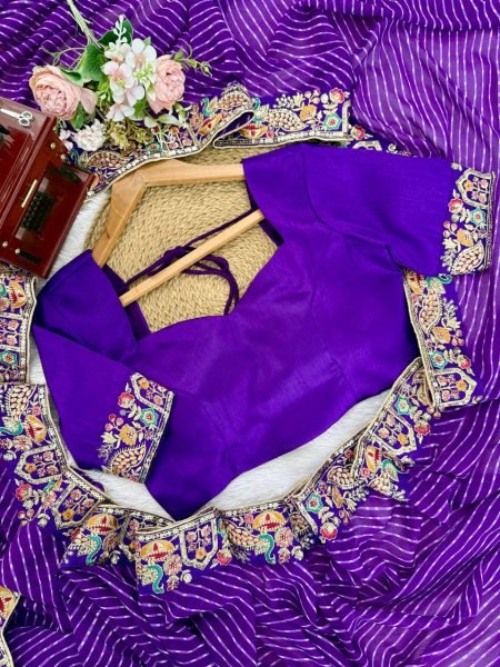 Contemporary Purple Bandhani Print Georgette Saree with Sequins Work for Festive Wear Silk Sarees Wholesale