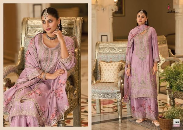Contemporary Purple Premium Wedding Wear Heavy Chinon Suit with Dupatta Designer Plazzo Salwar Suits Wholesale