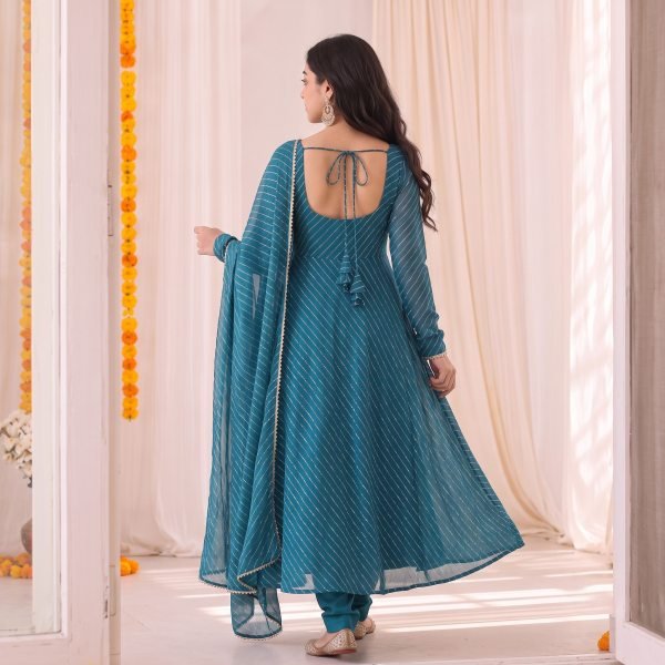 Contemporary Rama Georgette Anarkali Set with Heavy Crepe Inner and Crepe Bottom Anarkali Kurtis 