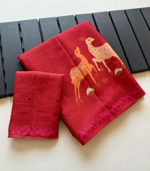 Contemporary Red Boutique Style Soft Chinon Saree with Premium Digital Print Design Silk Sarees Wholesale