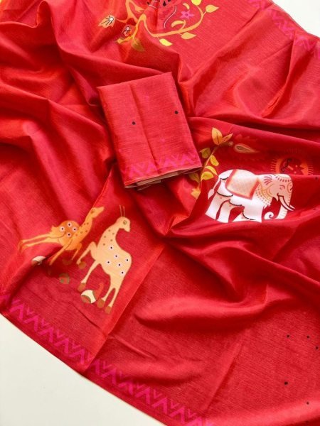 Contemporary Red Boutique Style Soft Chinon Saree with Premium Digital Print Design Silk Sarees Wholesale