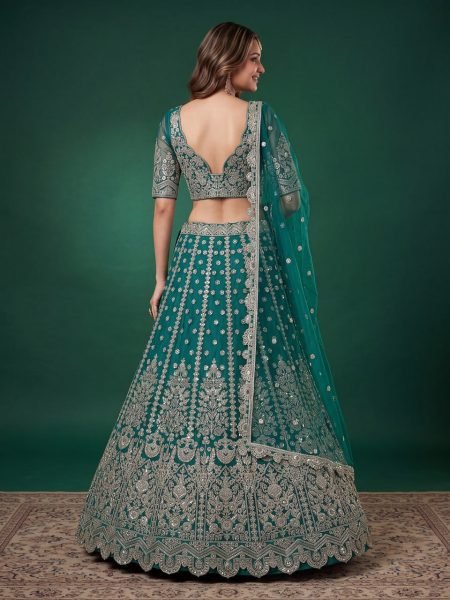 Contemporary Teal Green Heavy Zari Dori Embroidered Bridal Lehenga for Wedding Wear Bridal Lehenga Choli