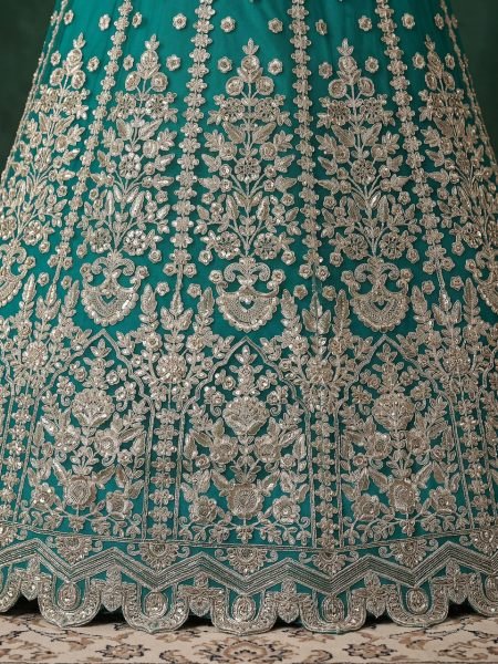 Contemporary Teal Green Heavy Zari Dori Embroidered Bridal Lehenga for Wedding Wear Bridal Lehenga Choli