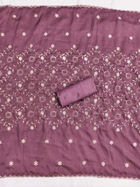 Contemporary Wine Vichitra Silk Ethnic Suit with Designer Embroidered Dupatta for Women Color Set Matching Dress Material Wholesale