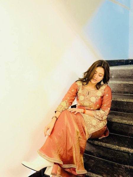 Copper Gold Embroidered Top Sharara Set with Sequins Dupatta for Party and Wedding Wear Ready To Wear Collection