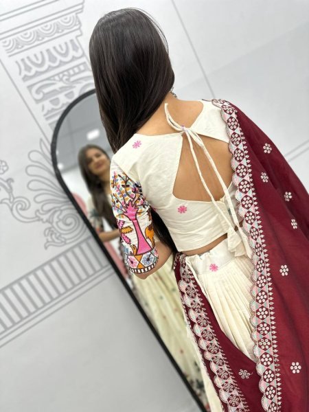 Cotton Embroidery Chain Work Lehenga Set with Stylish Dupatta Wedding Party Wear Wholesale Offers Available Now Designer Lehenga Choli