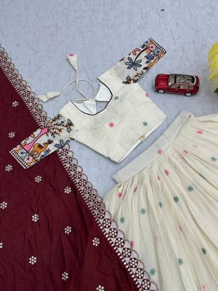 Cotton Embroidery Chain Work Lehenga Set with Stylish Dupatta Wedding Party Wear Wholesale Offers Available Now Designer Lehenga Choli