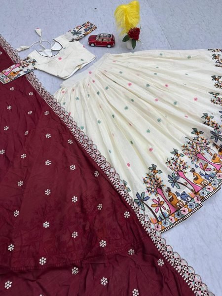 Cotton Embroidery Chain Work Lehenga Set with Stylish Dupatta Wedding Party Wear Wholesale Offers Available Now Designer Lehenga Choli