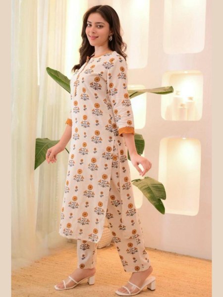 Cotton Linen Suit with Floral Art Ready-to-Wear Ethnic Charm Kurtis