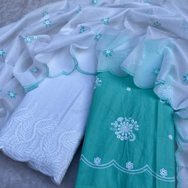 Pure Cotton Palazzo Suit with Embroidery Dupatta Perfect for Daytime Events  Color Set Matching Dress Material Wholesale