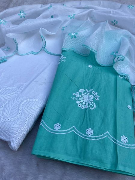Pure Cotton Palazzo Suit with Embroidery Dupatta Perfect for Daytime Events  Color Set Matching Dress Material Wholesale