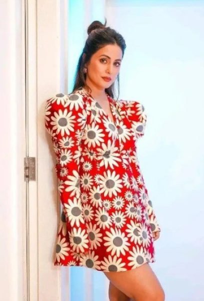 Cotton Red White Floral Print Wrap Dress Short Ruffle Sleeve Casual Wear Hina Khan Inspired Outfit at Best Price Western Ladies Top Wholesale
