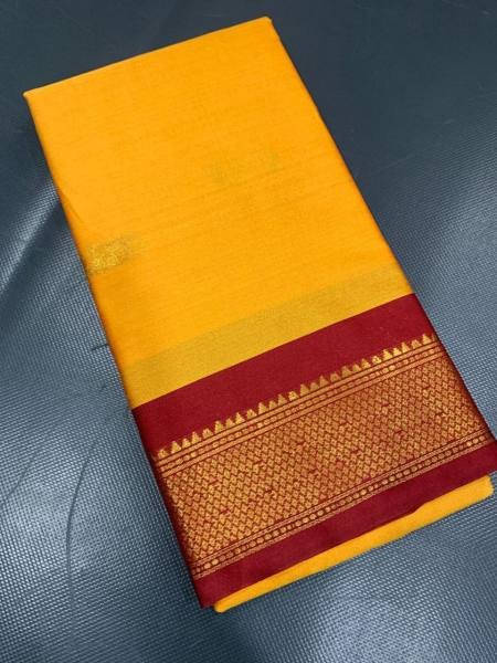 Cotton Silk Saree with Gold Weaving Border and Contrast Blouse For Regular Wear Printed Cotton Sarees Wholesale