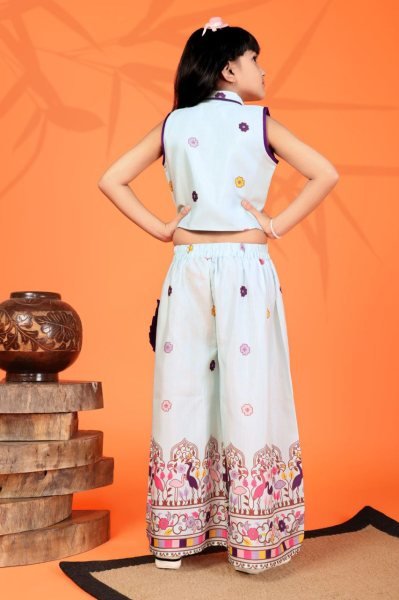 Couture Sky Blue Ready to Wear Rayon Kurta Plazzo Set for Stylish and Comfortable Look Girls Wear