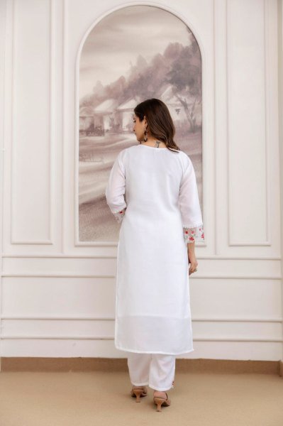 Cozy Chanderi Kurti Set Paired with Matching Pant and Digital Print Orgenza Dupatta at Manufacturer Rate  Straight Cut Long Kurtis