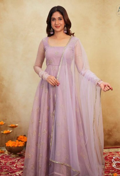 Cozy Lavender  Readymade Anarkali with Bids and Embroidery Work for  Party Wear Anarkali Kurtis 
