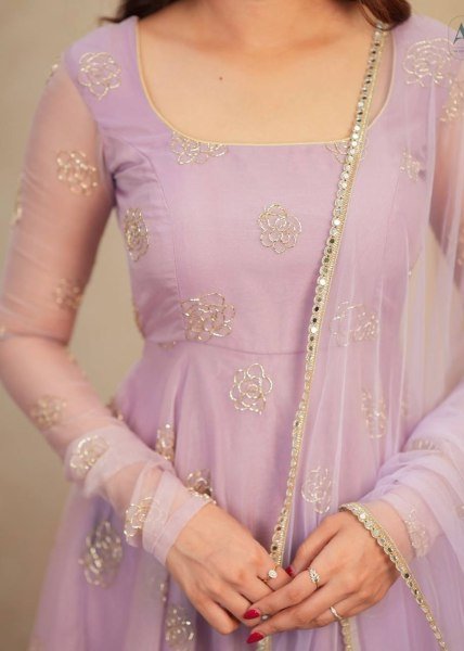Cozy Lavender  Readymade Anarkali with Bids and Embroidery Work for  Party Wear Anarkali Kurtis 