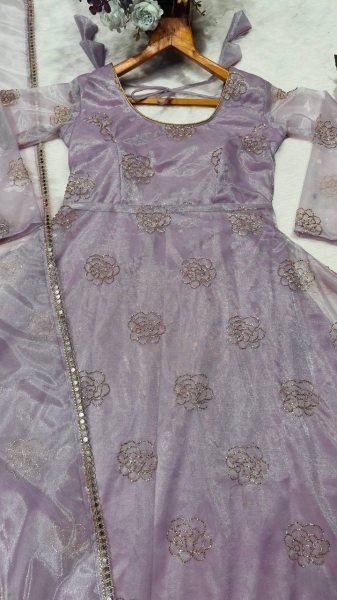 Cozy Lavender  Readymade Anarkali with Bids and Embroidery Work for  Party Wear Anarkali Kurtis 
