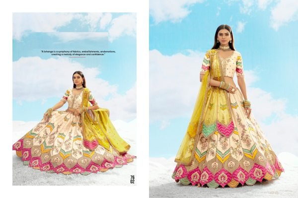 Cream Color Embroidered Wedding Lehenga Choli With Dupatta Bridal Lehenga Choli