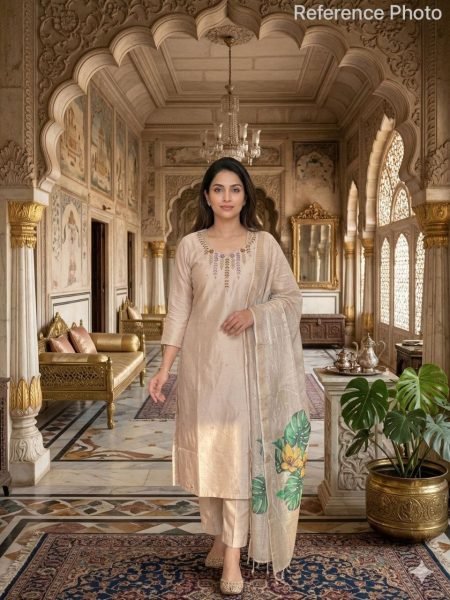 Cream Premium Quality Kurti Pant Set with Hand Work at Manufacturer Price  Straight Cut Long Kurtis