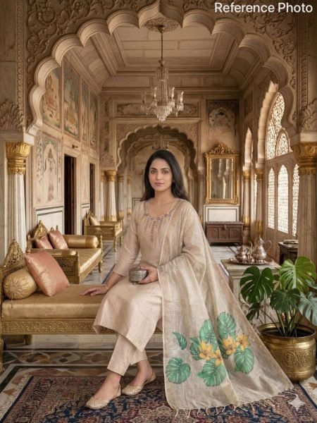 Cream Premium Quality Kurti Pant Set with Hand Work at Manufacturer Price  Straight Cut Long Kurtis