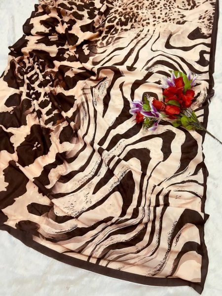 Cream Vichitra Silk Saree with Digital Print and Embroidered Blouse at Wholesale Rate Silk Sarees Wholesale