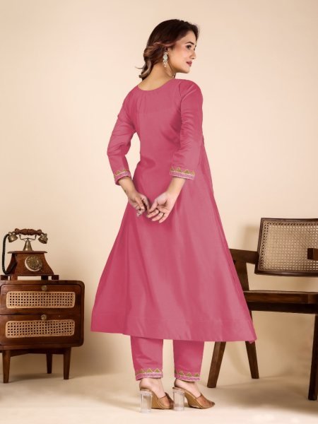 Creative Pink Latest Designer Top Pant Set for Women Festive Collection Anarkali Kurtis 