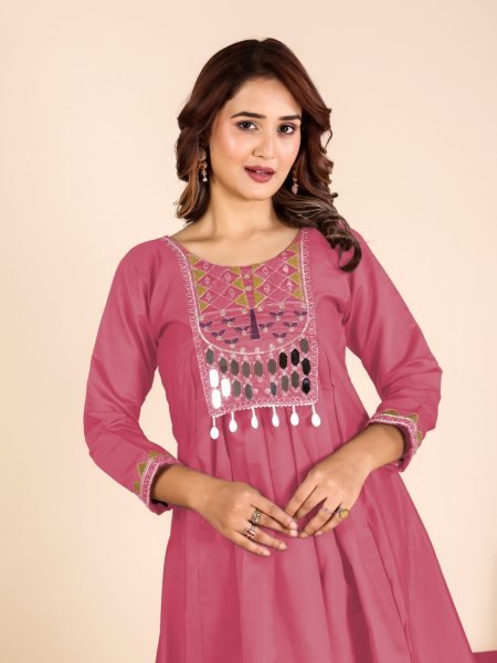 Creative Pink Latest Designer Top Pant Set for Women Festive Collection Anarkali Kurtis 