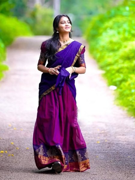 Creative Wine Magenta Kanchi Cotton Lehenga Choli with Rich Zari Woven Design  Lehenga