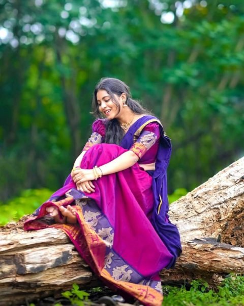 Creative Wine Magenta Kanchi Cotton Lehenga Choli with Rich Zari Woven Design Half Saree Lehenga