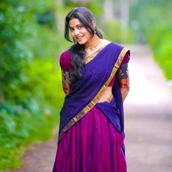 Creative Wine Magenta Kanchi Cotton Lehenga Choli with Rich Zari Woven Design Half Saree Lehenga