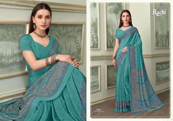 Crepe Silk Printed Lightweight Daily Wear Saree with Matching Blouse Available At Royal Export Silk Sarees Wholesale