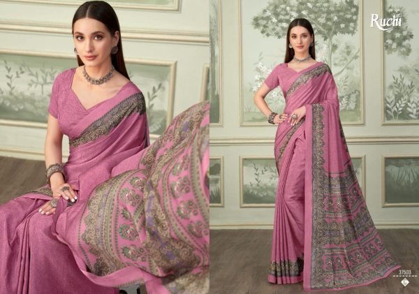 Crepe Silk Printed Lightweight Daily Wear Saree with Matching Blouse Available At Royal Export Silk Sarees Wholesale