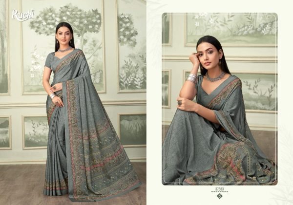 Crepe Silk Printed Lightweight Daily Wear Saree with Matching Blouse Available At Royal Export Silk Sarees Wholesale